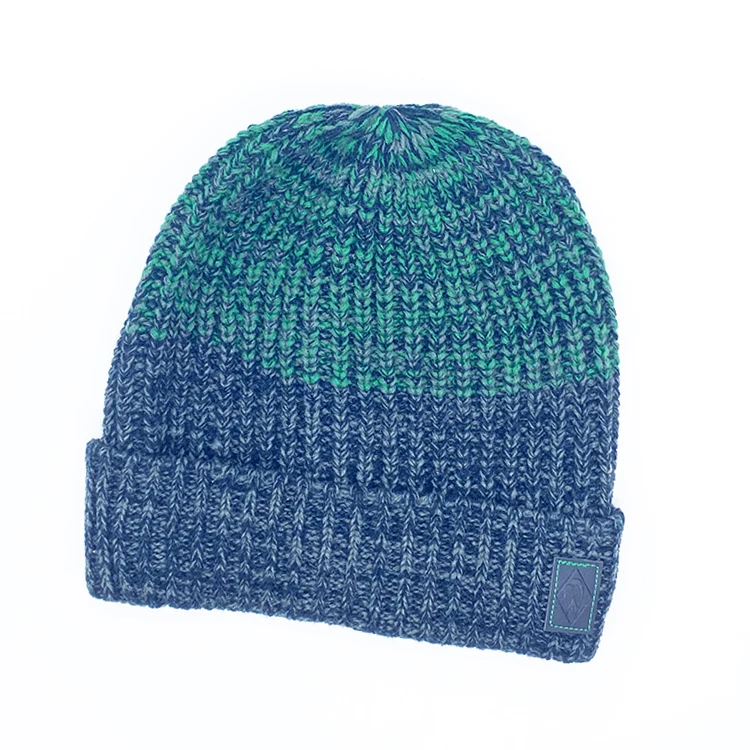 Fashionable 100% Acrylic Gradient Color Yarn Weave Warm Custom Knitted Hat For Autumn Winter