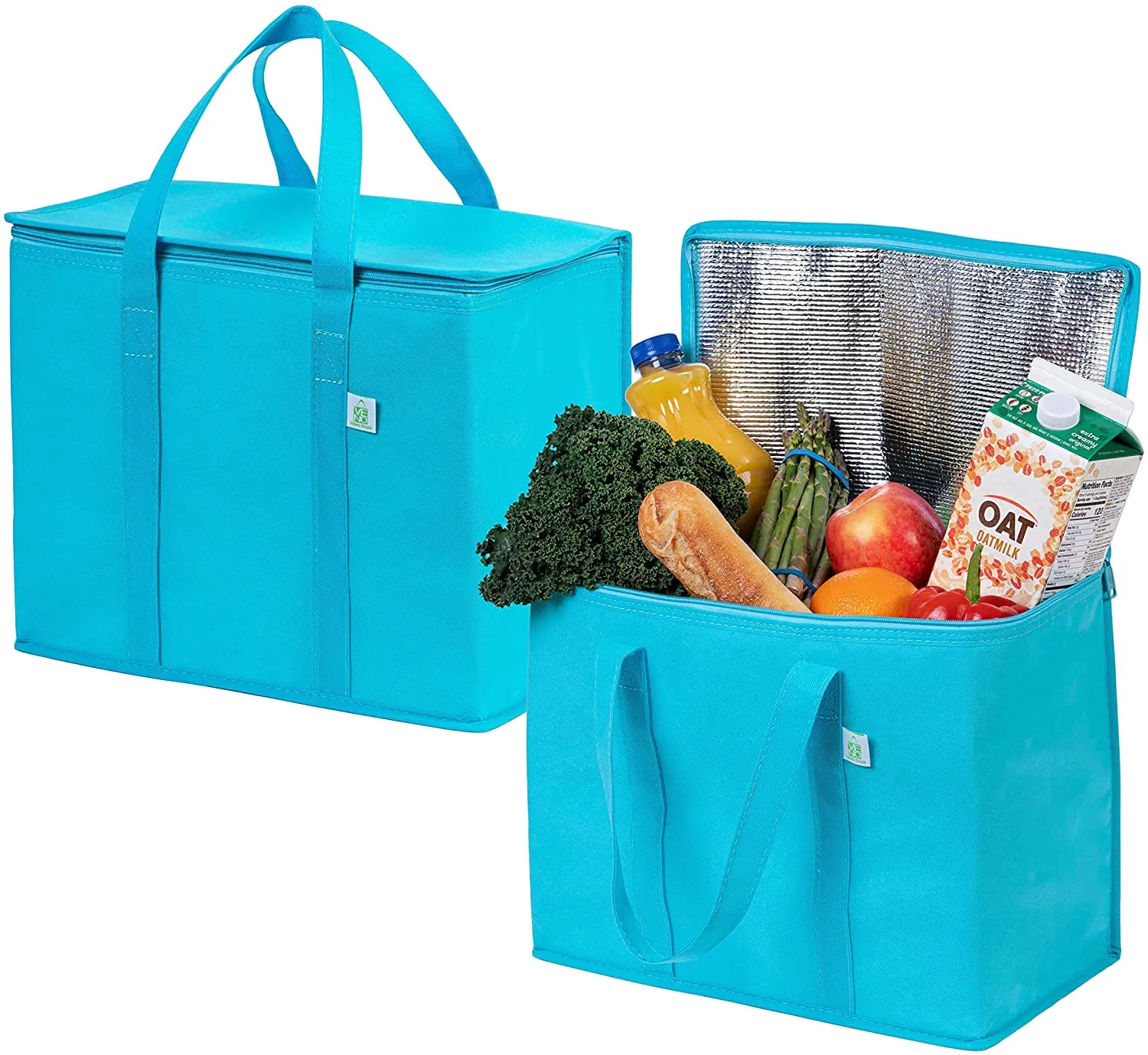 QIDI Thermal Foam Insulated Reusable Grocery Shopping Lunch Cooler Tote With Multi-Pockets for Adult & Kids