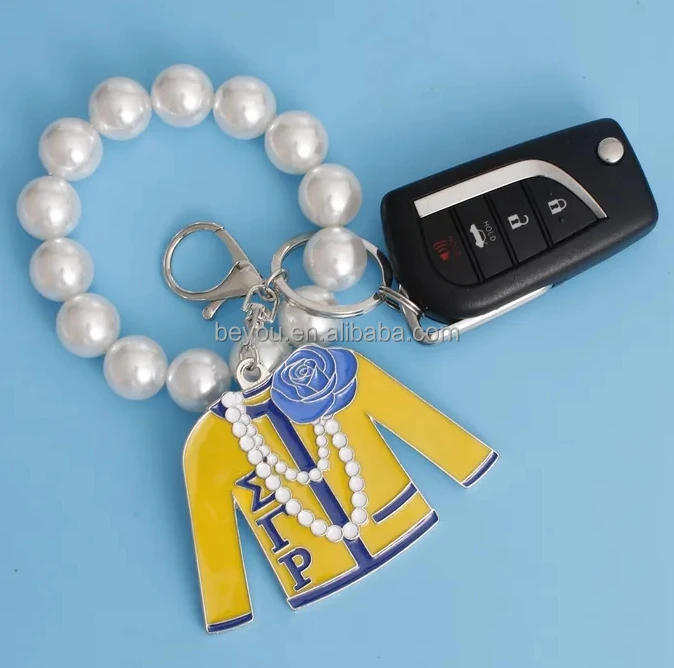 Pink Green Delta ZPB SGRho Chi Eta JJ Sorority Enamel Coated Pearl Keychain Brooch Gifts Sisterhood Pin Jewelry