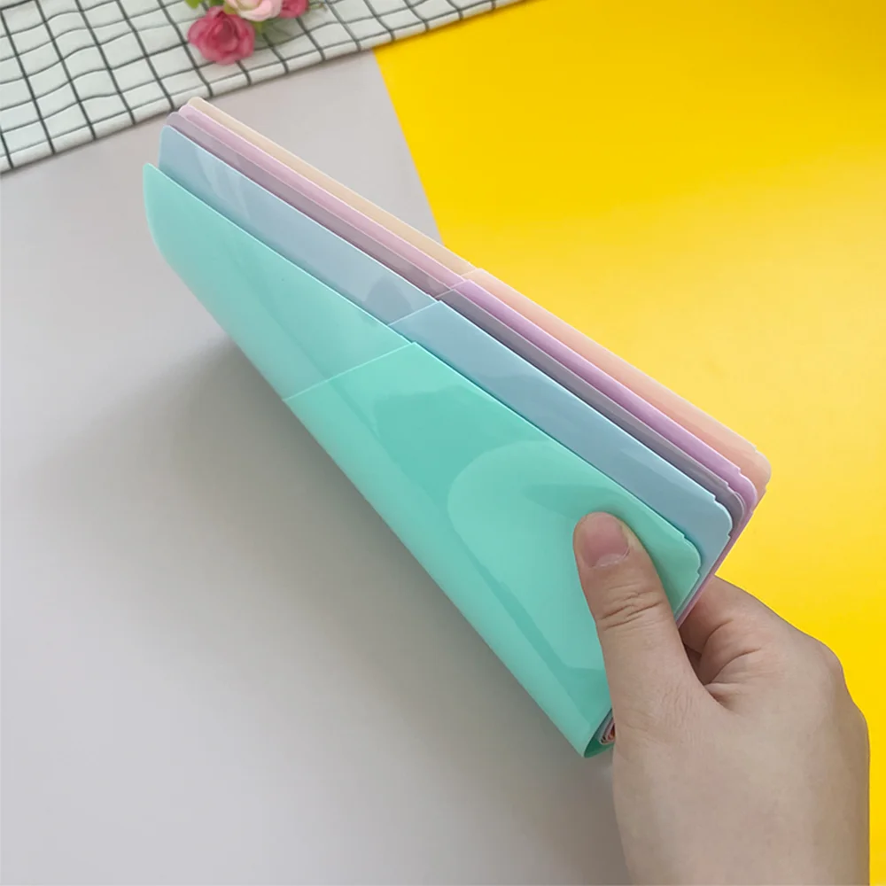 Five-color binder with pocket and label plastic page protector, which can be inserted into index separator.