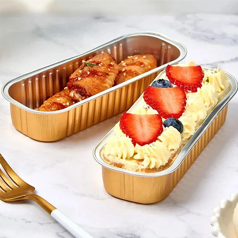 C270 166*65*40mm Manufacturer 270ml Portable Durian Box Rectangular Small Aluminium Foil Container With Lid for Baking Bread