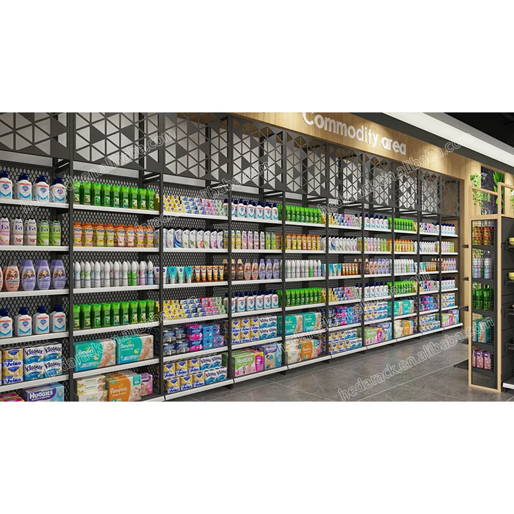 Guangzhou Heda Metal Supermarket Gondola shelf Shelving Convenience Store Display rack for sale