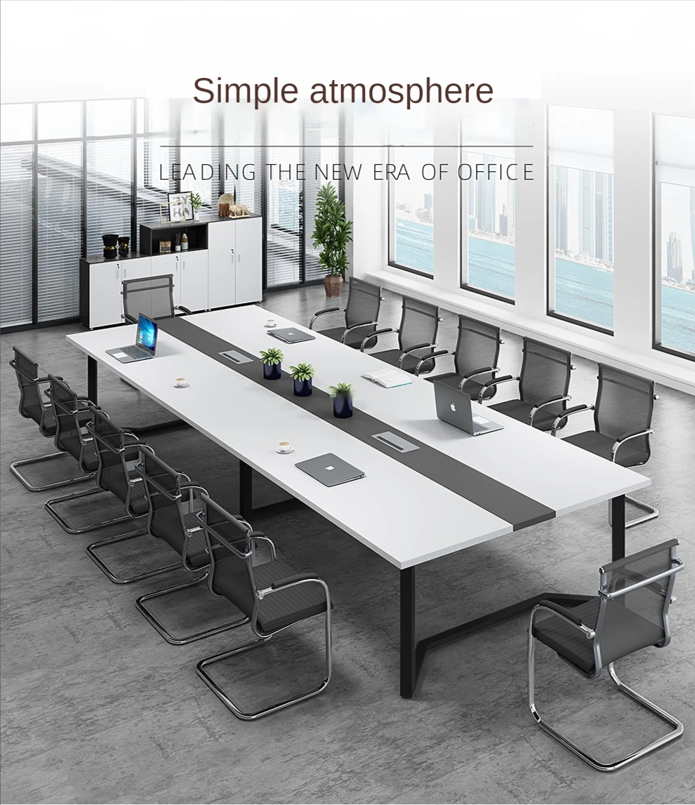 Meeting room table commercial office furniture Wooden desktop Metal Legs Multi Person Conference Table office long table chairs