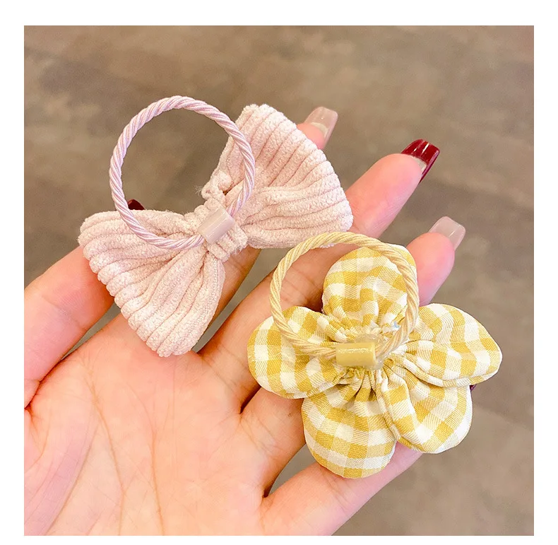 10Pcs/Set Big Bow Flower Elastic Hairbands Children Girls Sweet Hair Ties Fashion Headbands Hair Bows Rubber Band For Kid