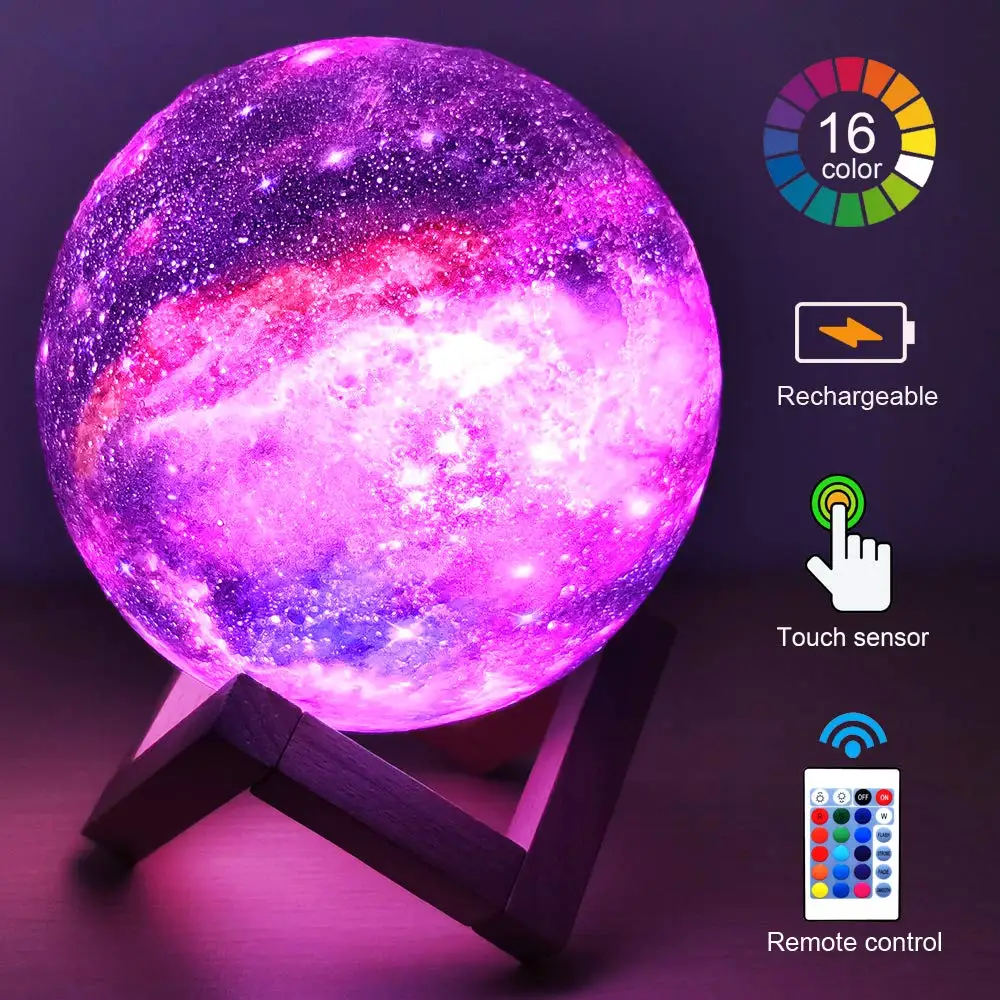
Amazon Hot Sales 16 Color Remote Control Star Light PVC Moon Lamp LED Light Starry Night Light 