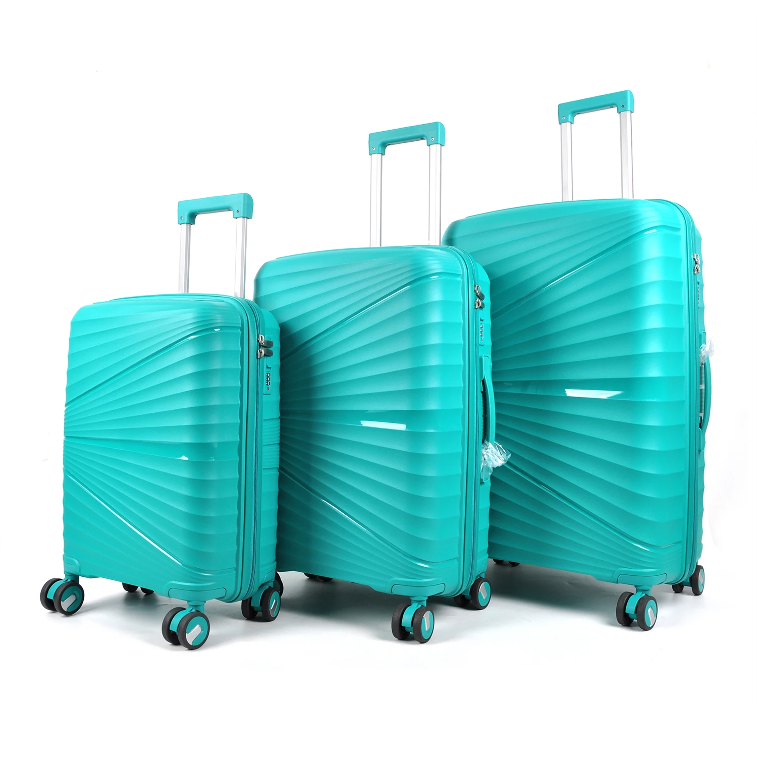 Hot selling high quality PP 3 pcs trolley travel luggage sets big capacity customized logo suitcase set