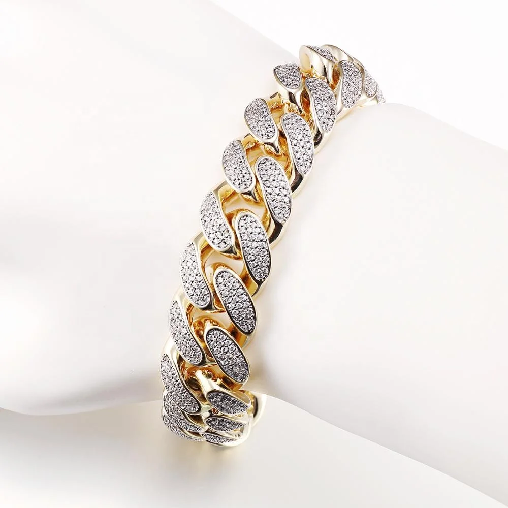 Jasen Jewelry  hot selling Rainbow Oval Pattern cuban Key Chain Bracelet For Hip Hop style  for man