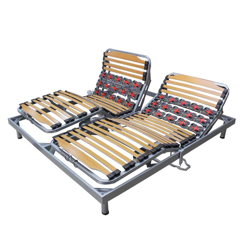 Smart adjustable electric platform bed base super king size metal slat plastic plate bed frame