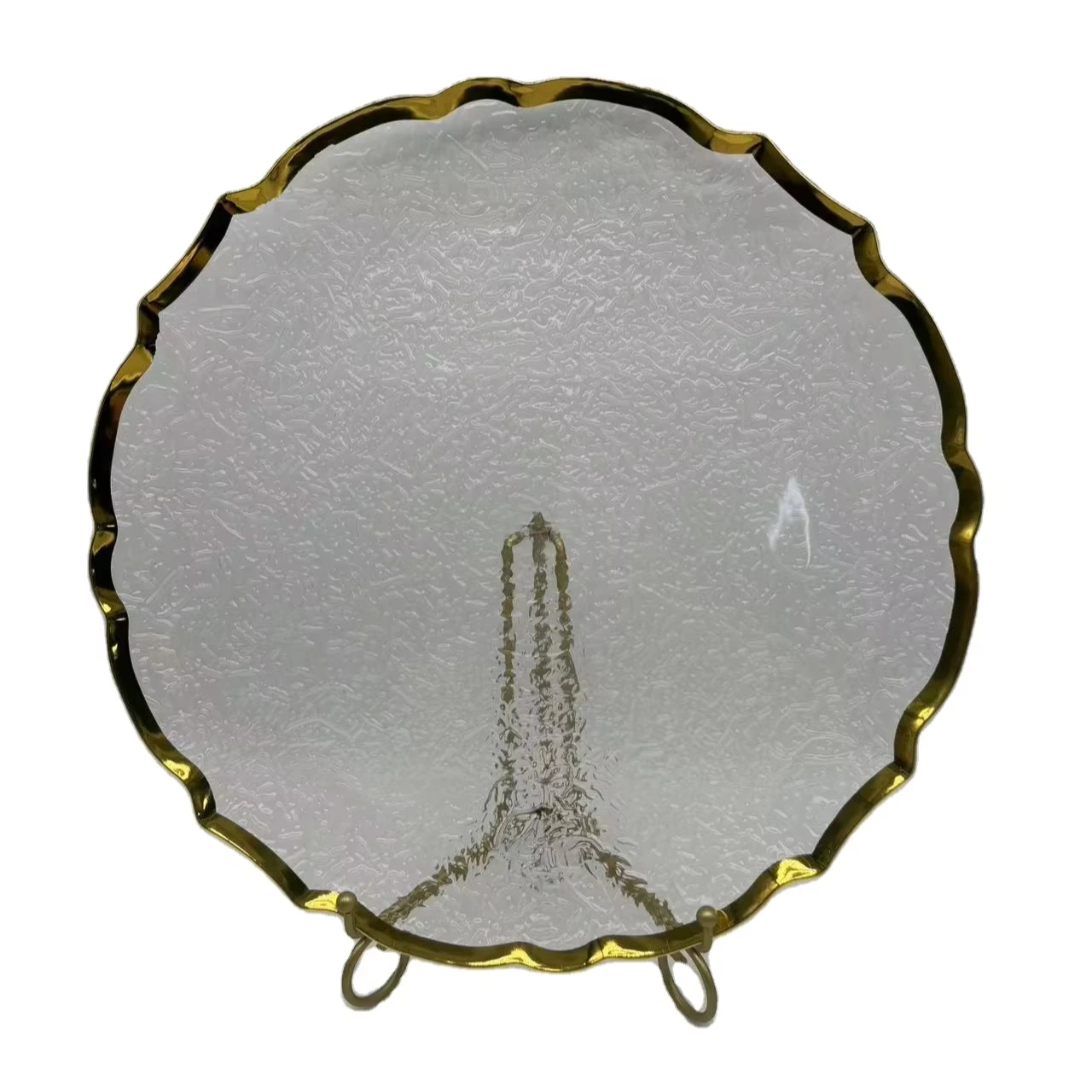 Elegant 13-Inch Gold Rim Charger Plate Clear Plastic Food Plate Everyday Use Weddings Fashionable Home Event Tableware