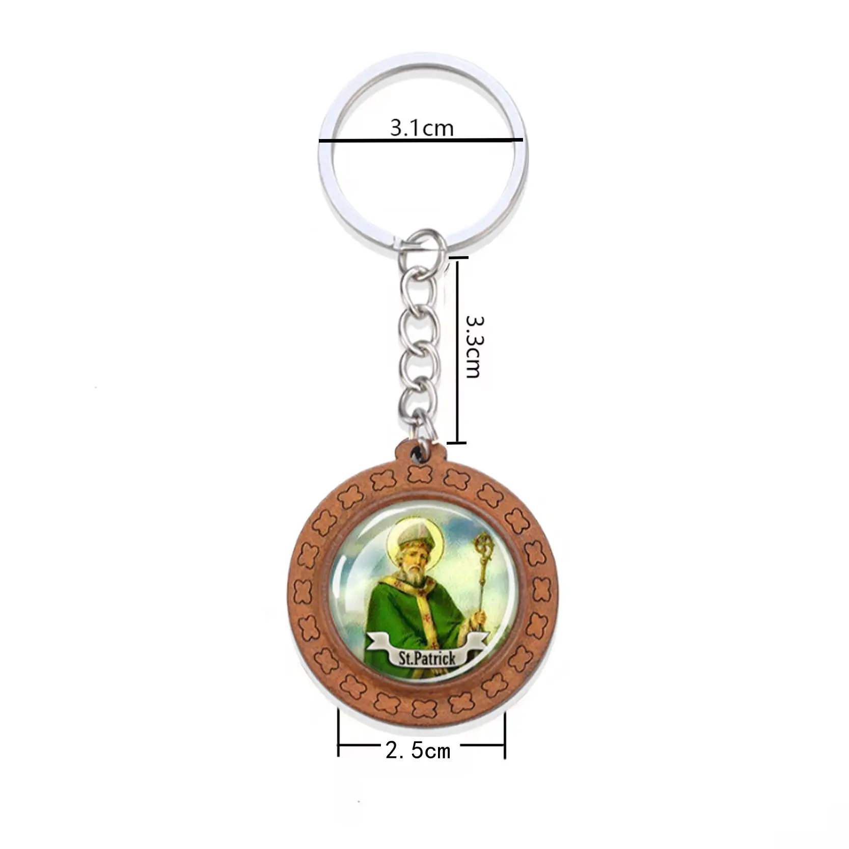 Christian Wooden Trinket 12 Saint Glass Cabochon Keychain Saint Therese Keyring Saint Anthony Pendant Religious Jewelry