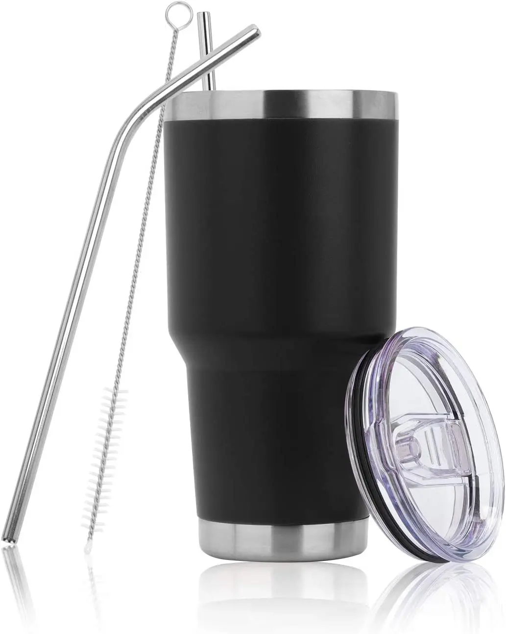 Double Wall Vacuum 30 oz Hot Tumbler Stainless Steel Insulated Travel Mug with Straw Slider Lid with Cleaning Brush