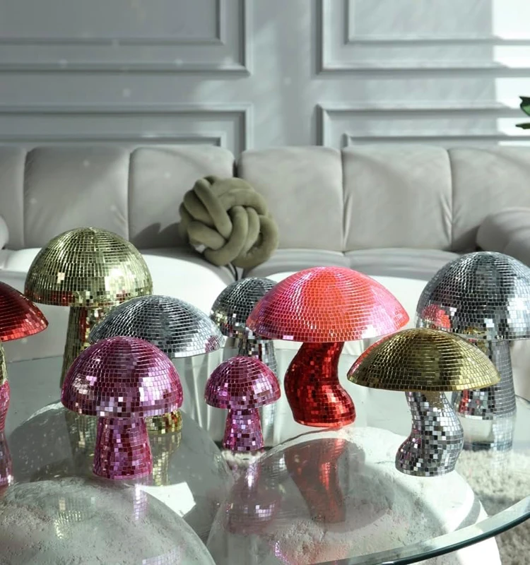 Customizable Mushroom Shape Gold Inflatable Mirror Glitter Disco Ball For  for Party Room Table Decor Art Decorations