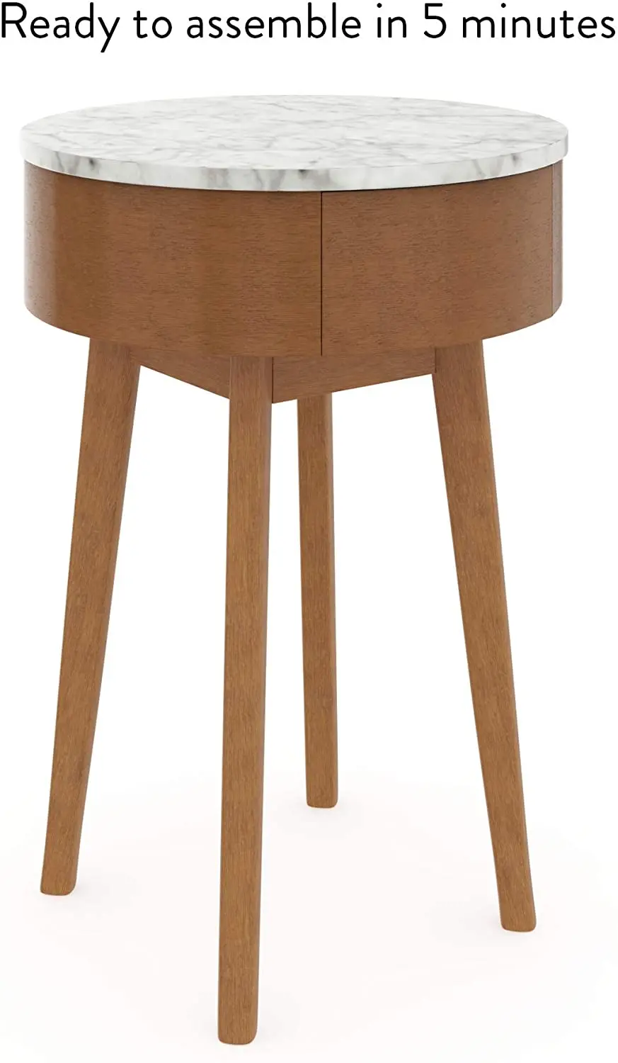 
Combohome Mid-Century Round Movable Side End Table Walnut Finish Wood Bedside Table 