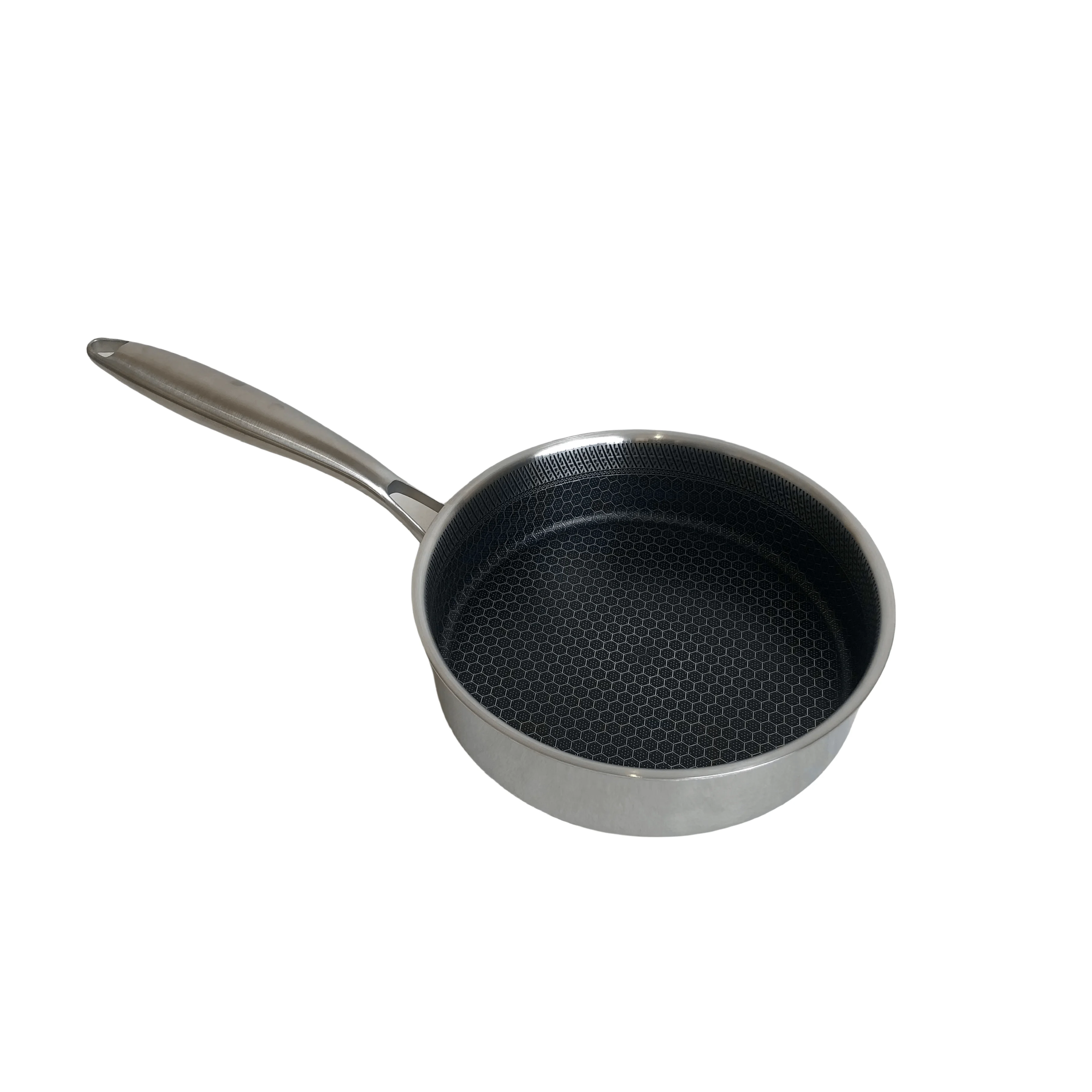 Wholesale single-sided stainless steel wok three-layer steel kitchen kitchen honeycomb type non-stick frying pan
