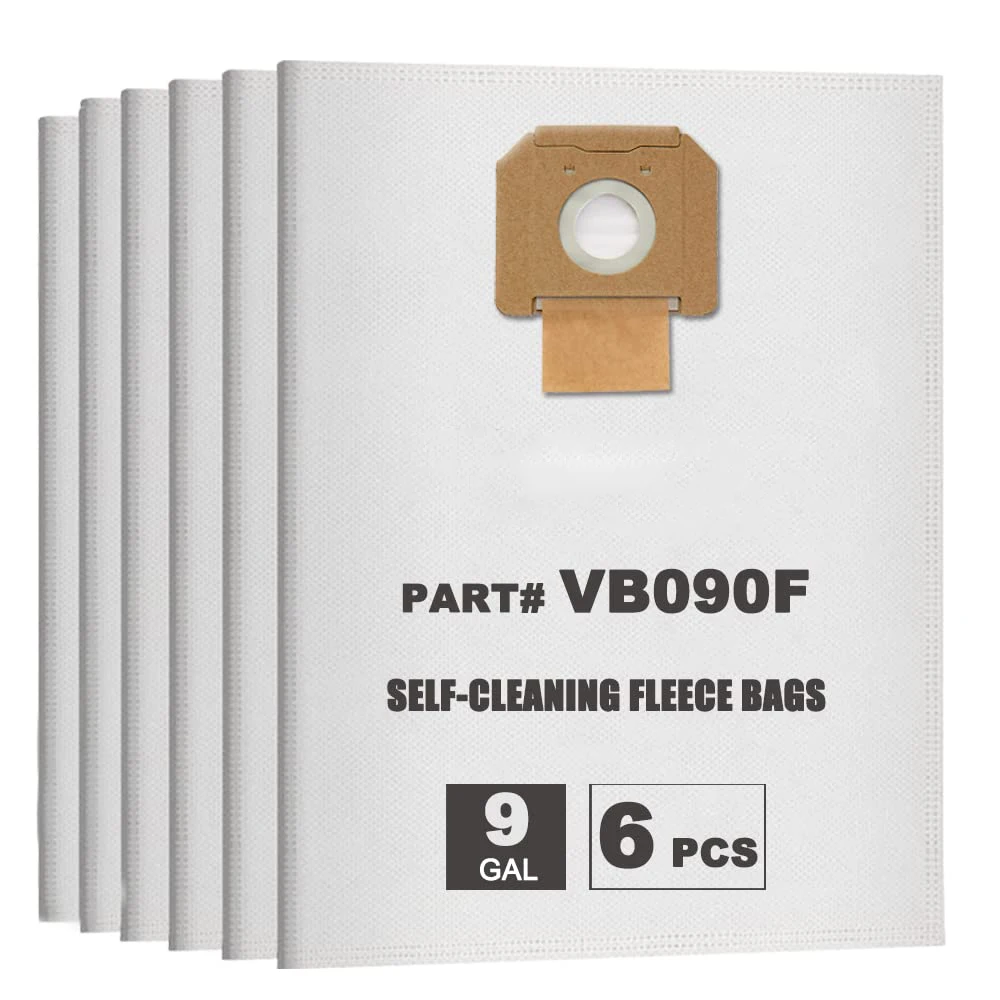 6 Pack Replacement For Bosch Bags Vb090f Fleece Filter Bags Compatible With Bosch 9 Gallon Dust Extractors Vac090