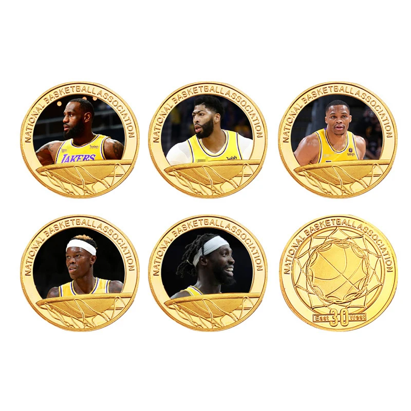 5 Pcs Gift Sport Basketball Player Star Commemorative Gold Coin Set With Case