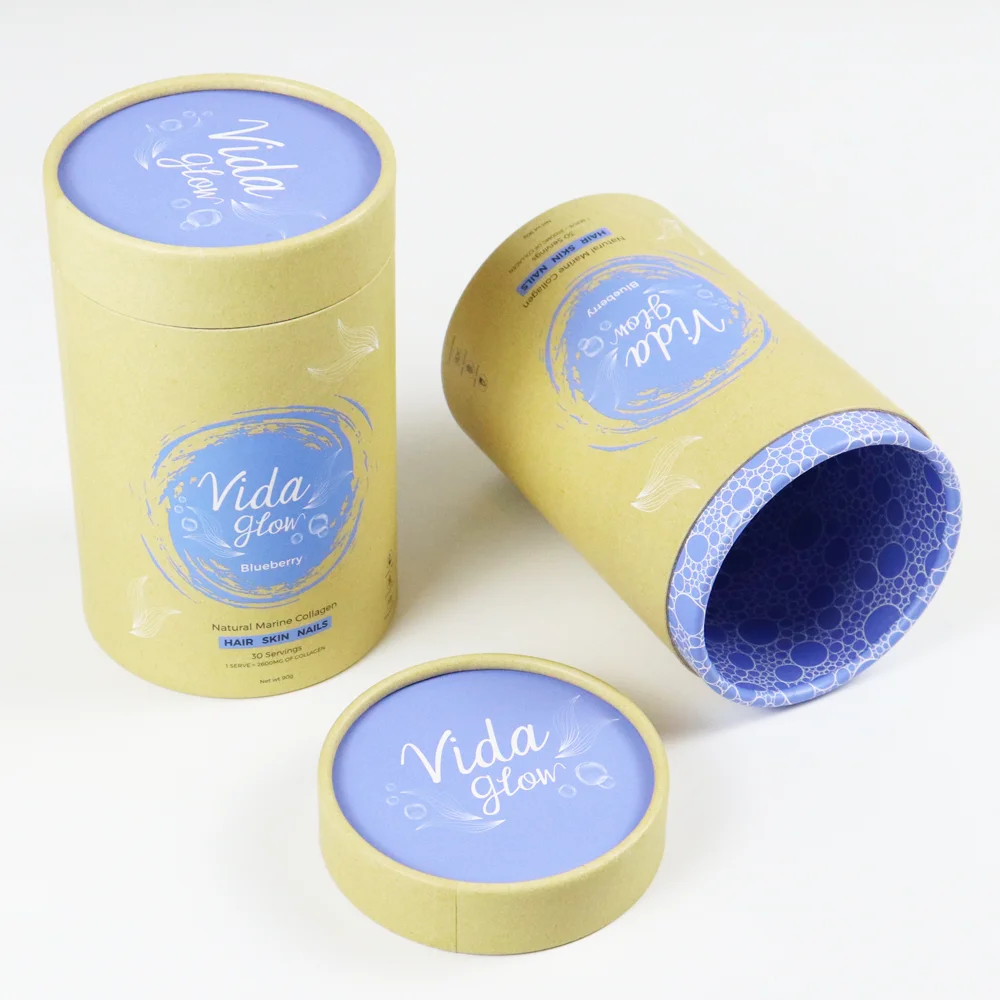 Biodegradable Custom Printed Empty Round Cylindrical Tall Cajas De Carton Tube Shape Cardboard Round Tea Box Packaging