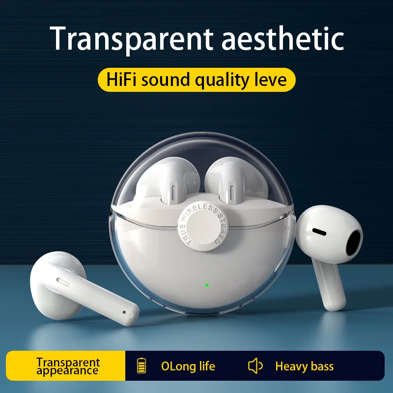 Private Custom XY-90 Transparent Wireless Earphone V5.1 Headphones TWS In-ear Earbuds Stereo Sports Waterproof Gaming Headset