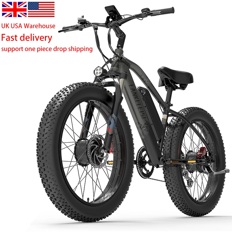 UK USA warehouse stock LANKELEISI MG740PLUS Dual motor 1000w electric bicycle  48v 20ah  26 inch fat tire electric mountain bike