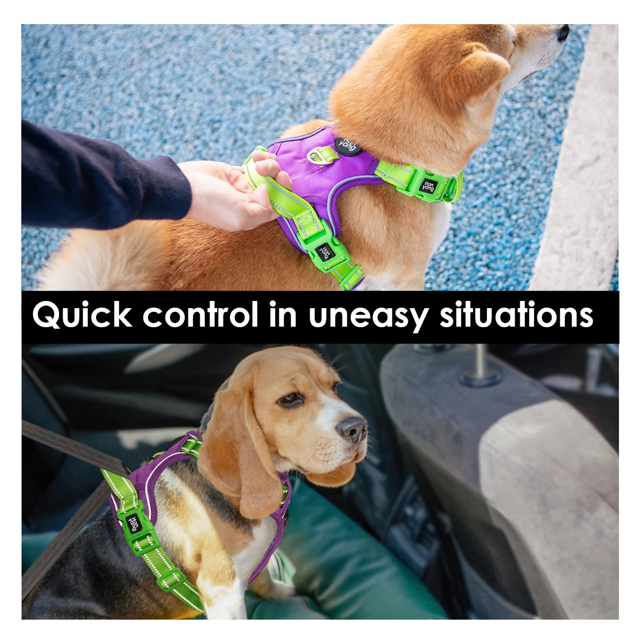 No Pull Dog Harness, Front Lead Reflective Dog Harness, Adjustable Soft Padded Pet Harness Vest with Easy Control Handle