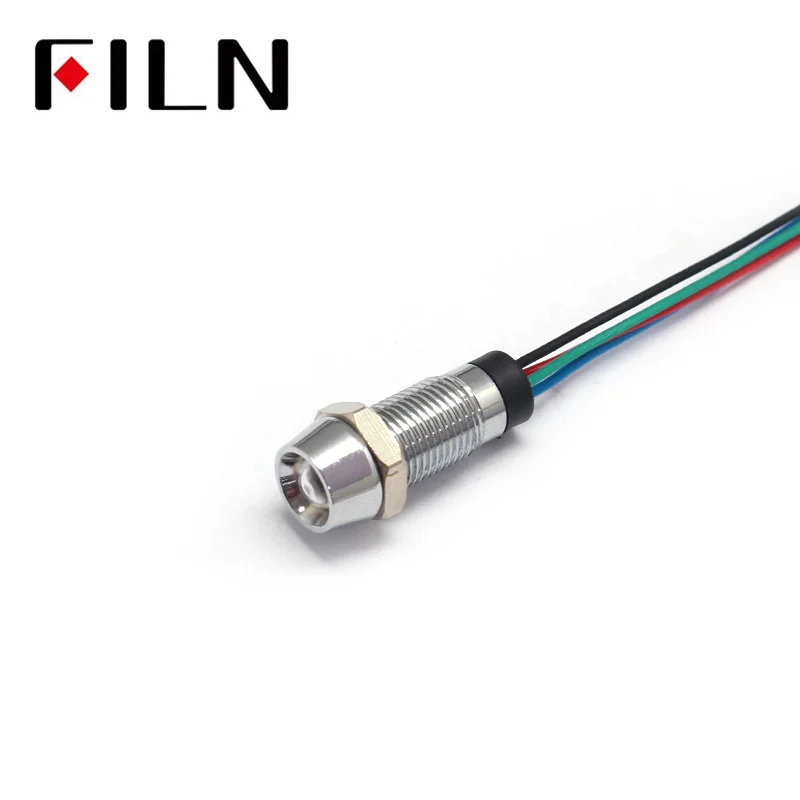 FILN 8MM Metal pilot lamp holder mini indicator light 12V Metal Welding  Indicator Light IP67 with wire