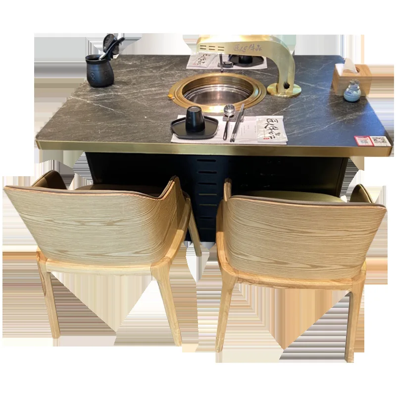 Korean BBQ Grill Table Smokeless Restaurant Black Charcoal Barbecue Tables