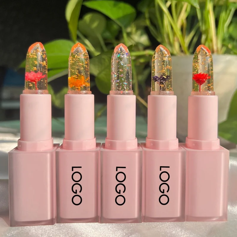 Private Label Pink Lips Care Flower Magic Crystal Lipstick Long Lasting Tinted Lip Balm Moisturizing Color Changing Lipstick