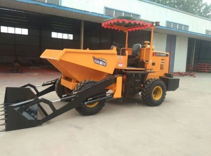 hot sale 3 ton mini dumper with self-loading equipment hydraulic tipping bucket front tip dumper 4*4 drive without cabin