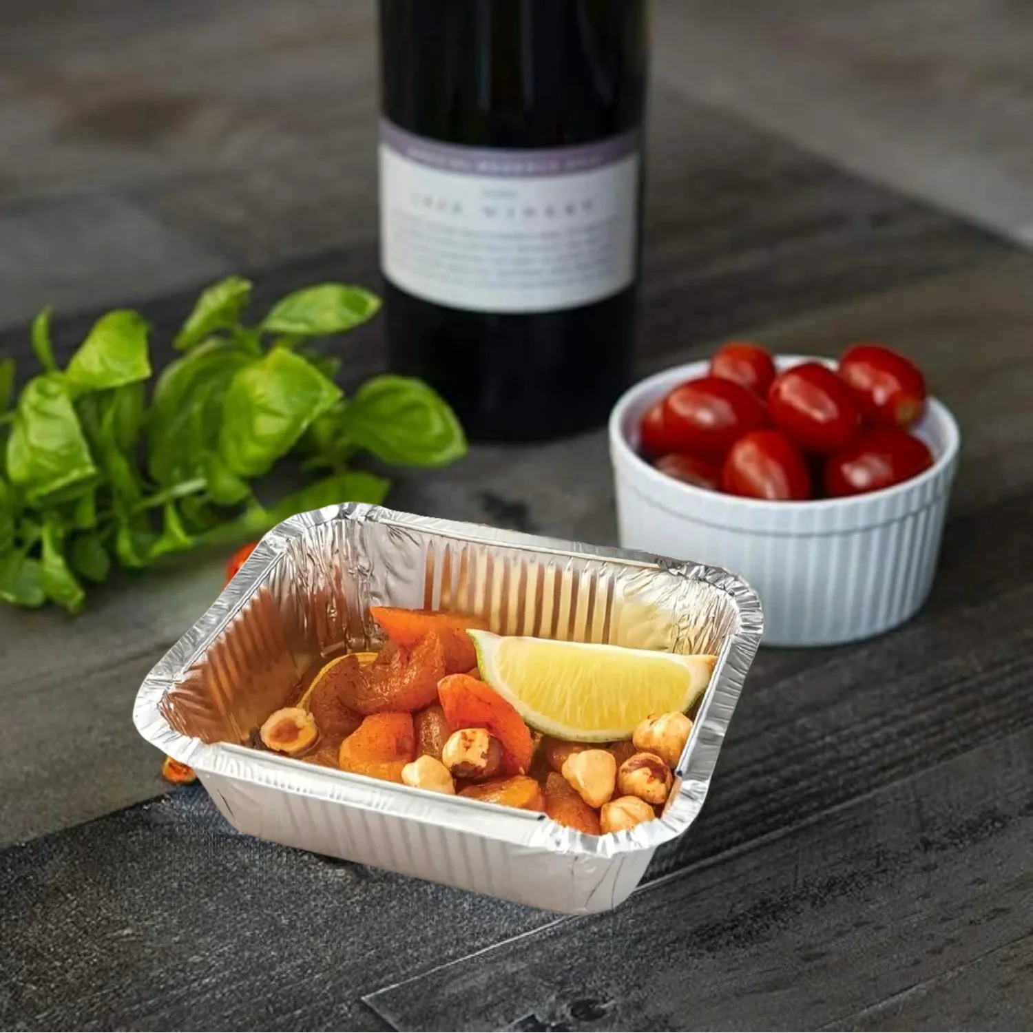 450ml Disposable Takeout Rectangle 450ml Aluminum Foil Containers Tin Foil Trays with Plasti Lid