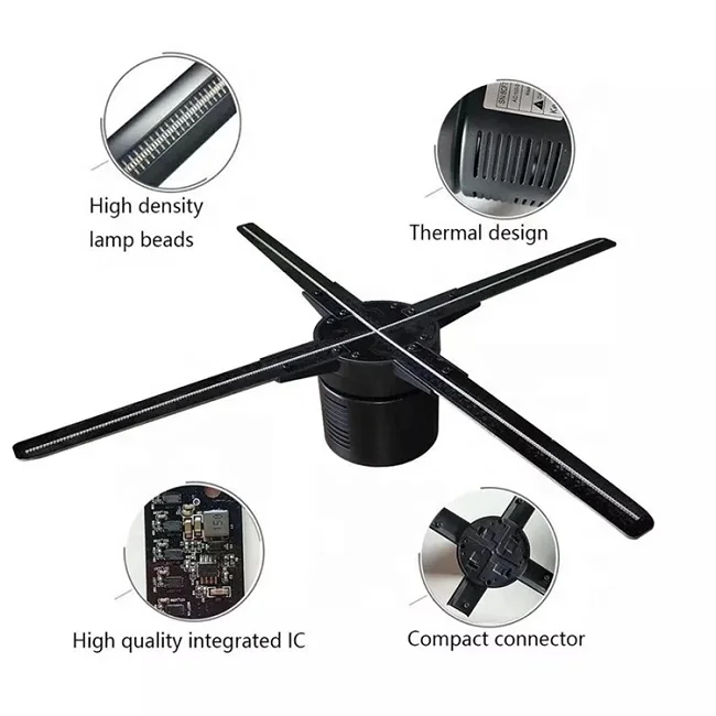 50m CNS-S5 wifi Holographic fan 4 Blades 3D Hologram projector APP cloud control LED display screen 1700cd high brightness holog