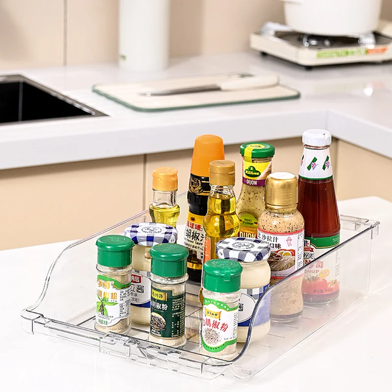 Retractable Beverage Storage Box Refrigerator Plastic Large Capacity Fruit Vegetable Food Storage Container Cans Storage Rack