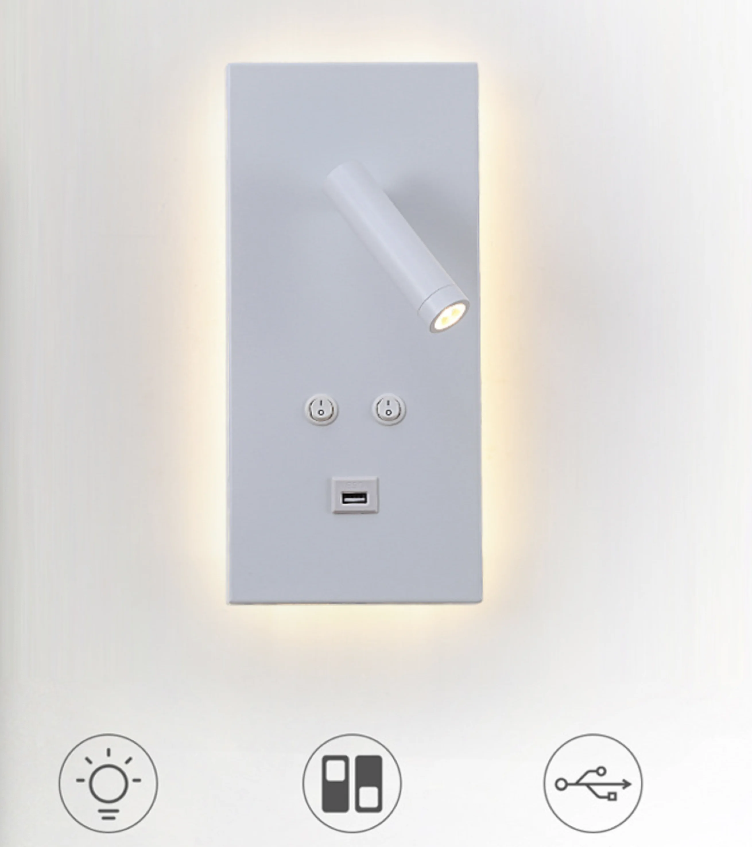 Wall Lamp Hotel Headboard LED Reading Wall Light Modern Painting Copper with USB Socket RD-L0002 Hotel Designer Favourite Choice