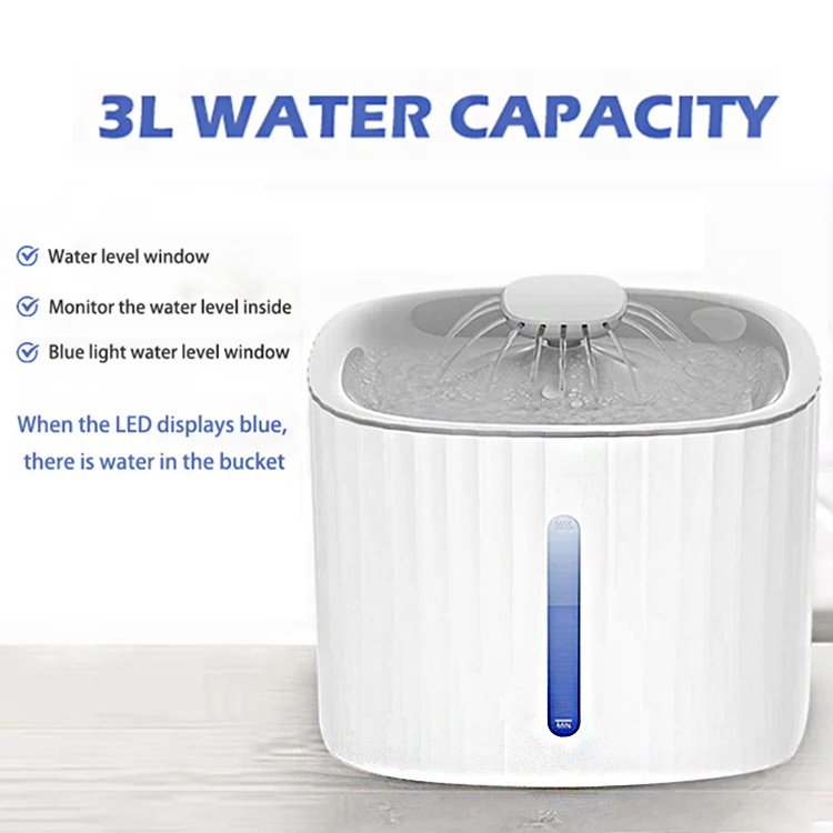 New Product 3L/100oz Quiet Large Capacity Pet Water Dispenser LED Automatic Pet Water Fountain With Triple Filtration System