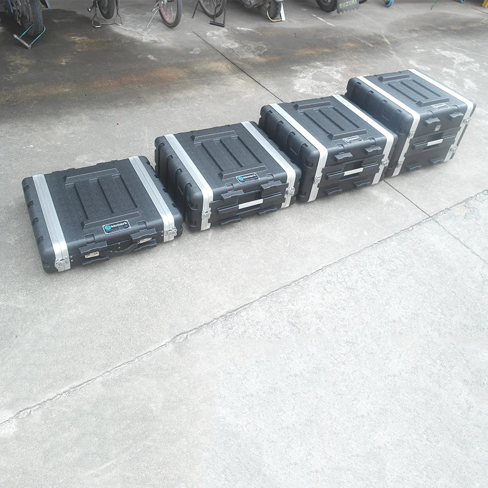 Waterproof dustproof portable 2U 3U 4U 5U 6U 7U 8U 9U 10U space 19inch light duty shock mount plastic ABS rack case