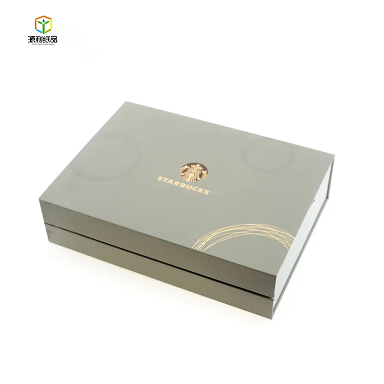 Custom cardboard magnetic gift China Custom Luxury Book Shaped Rigid Paper Packaging Magnetic Gift Boxes With EVA Foam Insert for Starbucks