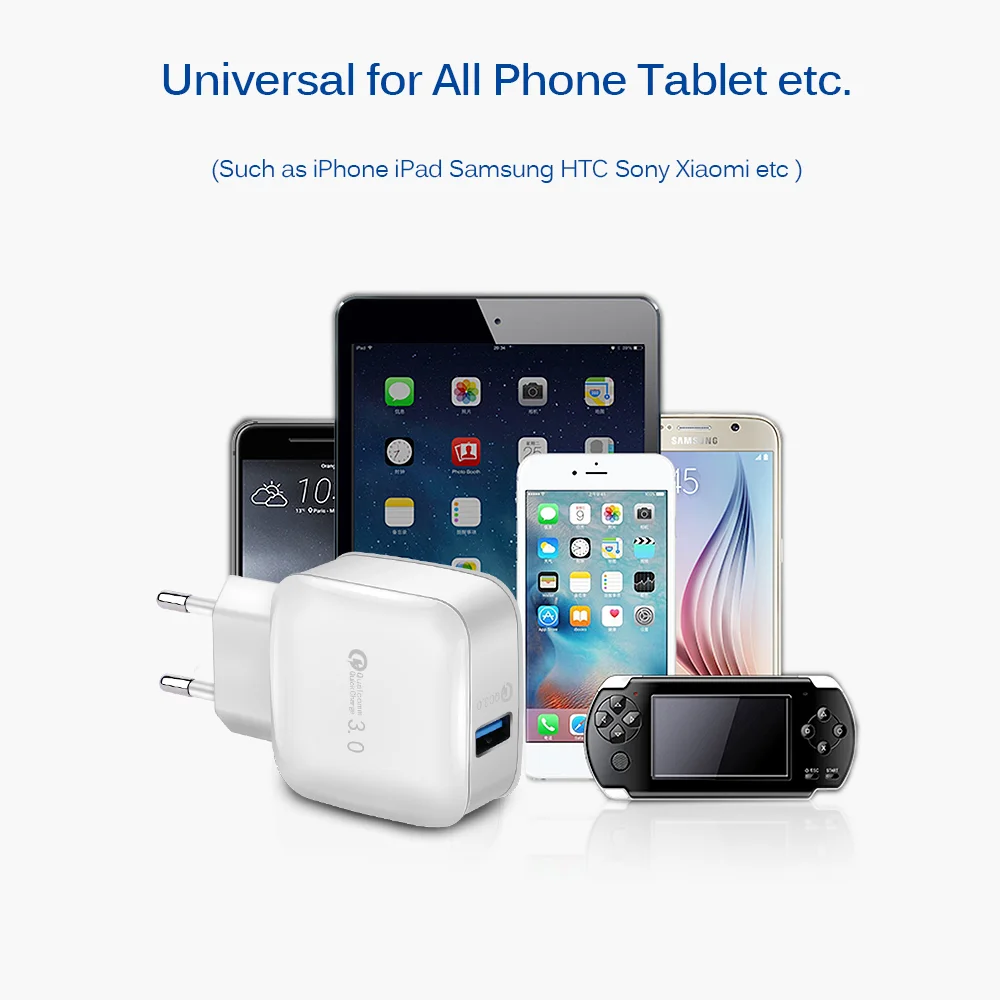 Universal Compatible Qualcomm Quick Charge QC 3.0 USB Wall Fast Charger White