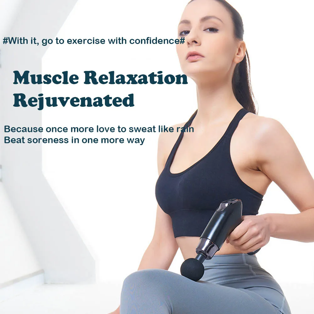 LCD Smart Massage Gun 2022 Luxury Deep Tissue Mini Muscle Massager Body Pain Relief Sport Fitness Office Relax