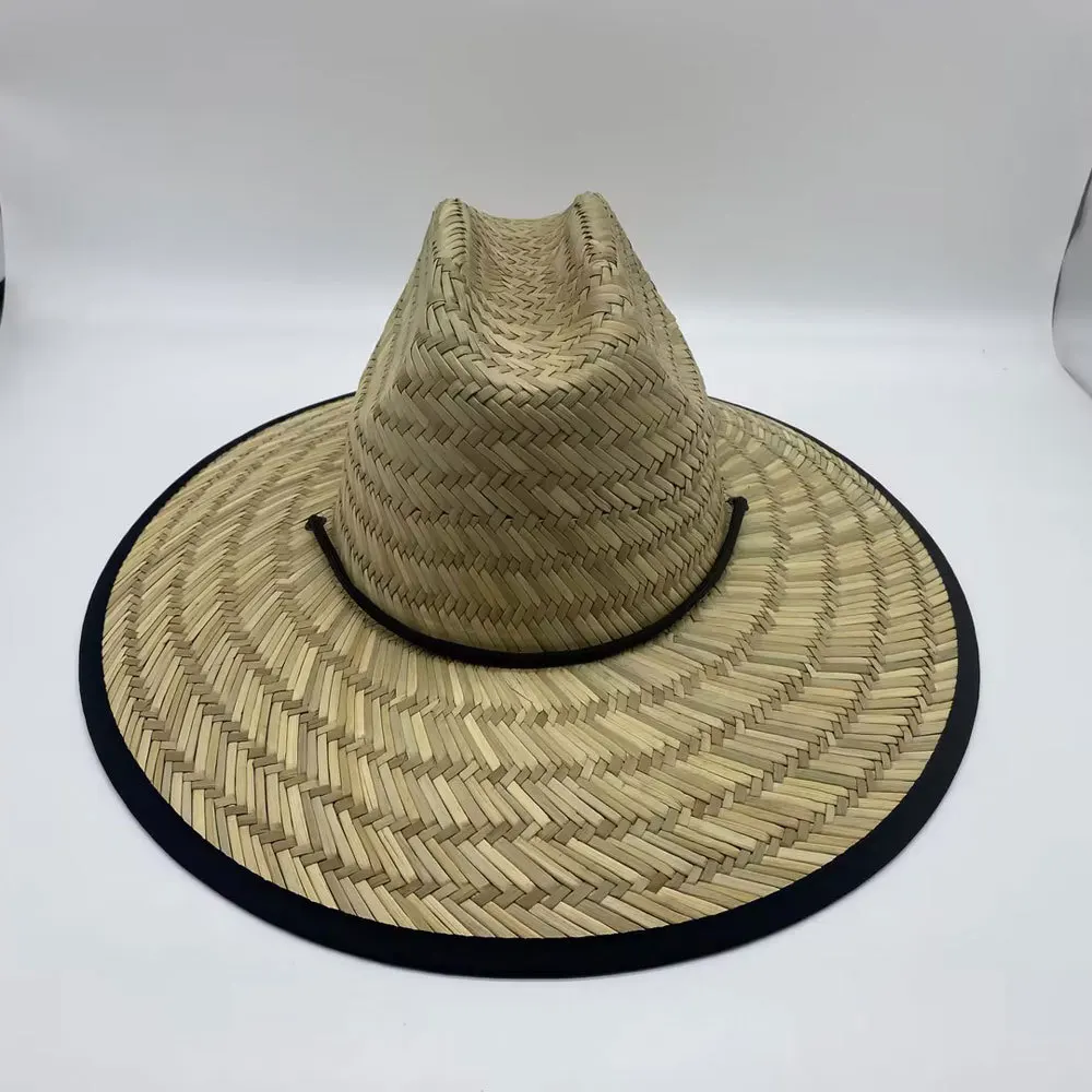 High Quality Custom Straw Bucket Hat Daily Use Embroidered Logo Summer Outdoor Beach Fishing Travel Printed Grass Ribbon