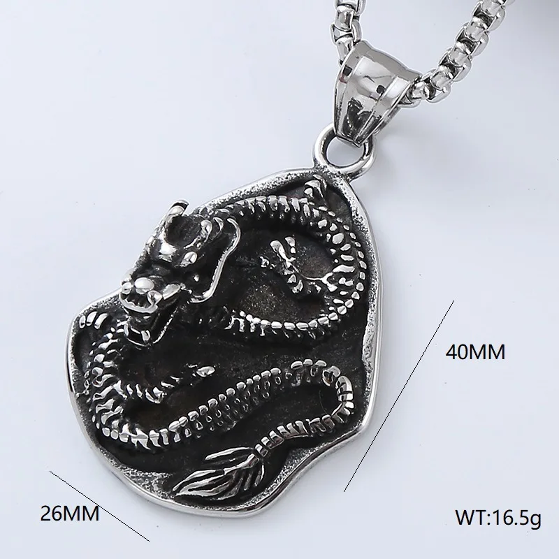 Hip Hop Stainless Steel  Mens Animal Necklace  Pendant Chain Dragon Snake Hawk Eagle Elephant Monkey WolfJewelry Necklaces Gift