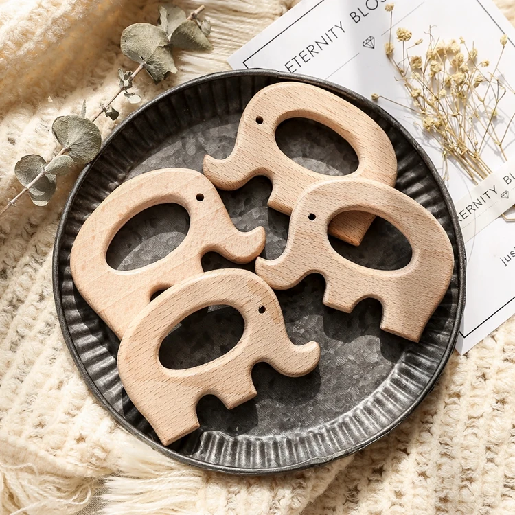 Original Wood Elephant Necklace Charms DIY Wooden Gift Accessory Wooden Teether