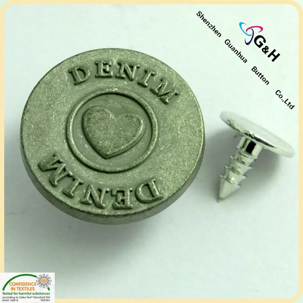 Pants accessories wholesale brass rubber core nail jeans button custom jean button jeans button denim
