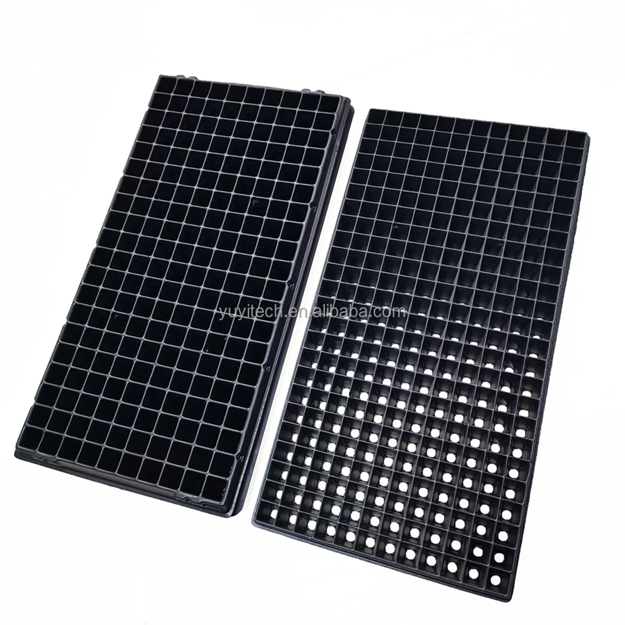 Nursery 15 21 32 50 72 98 128 162 200 288 Cell Black PS Plastic Microgreens Seed Planting Growing Seedling Starting Trays