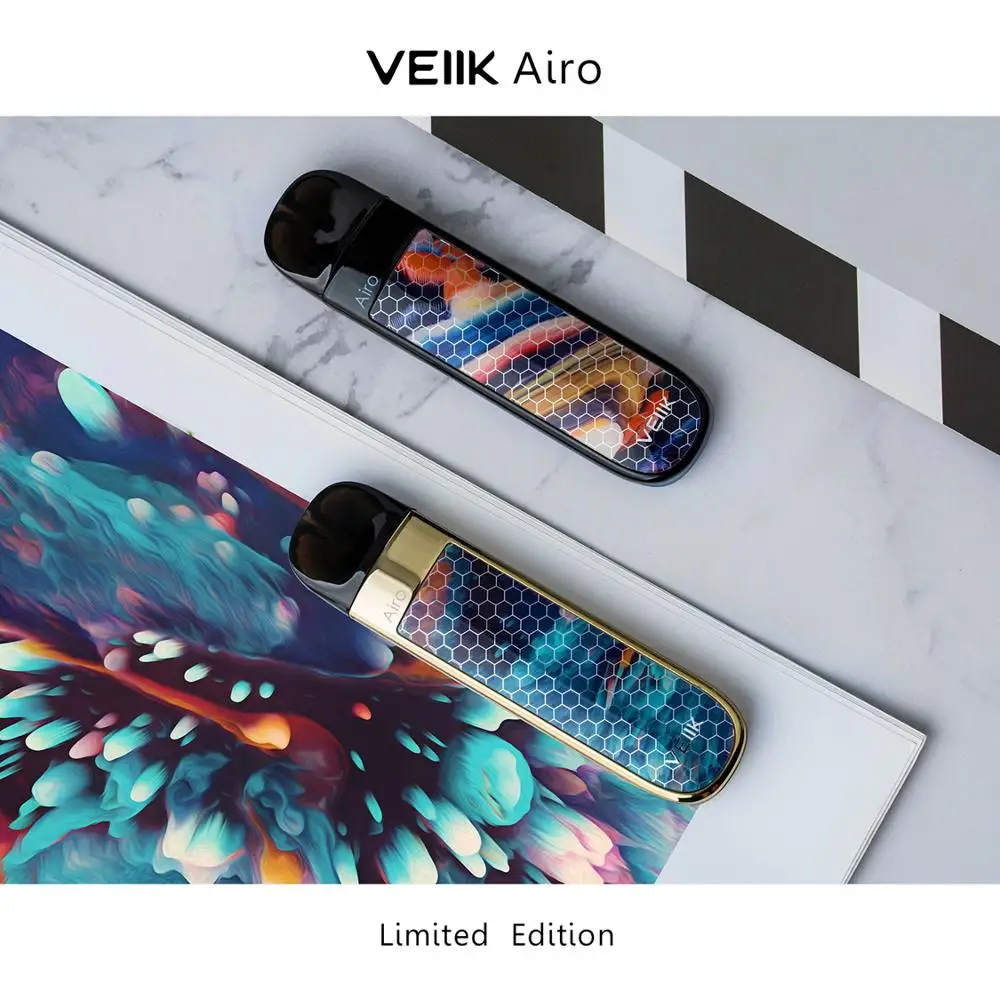 
VEIIK Airo refillable vape cartridge pod vape with 3D tempered glass sticker panels 