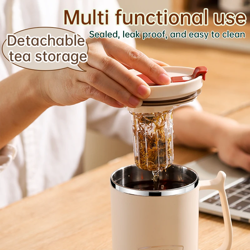 Custom Logo 500ml Stainless Steel Insulated Coffee Mug Double Wall Vacuum Travel Mug Tumbler Cup with Sliding Lid Handle