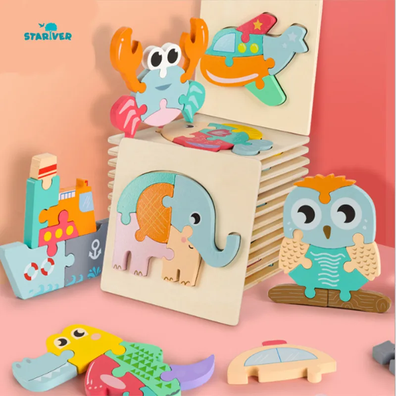 Montessori Materials Clever Board Montessori Educational Wooden Toys For Children Owls 3D Puzzles for Toddlers Baby Teaching Aid