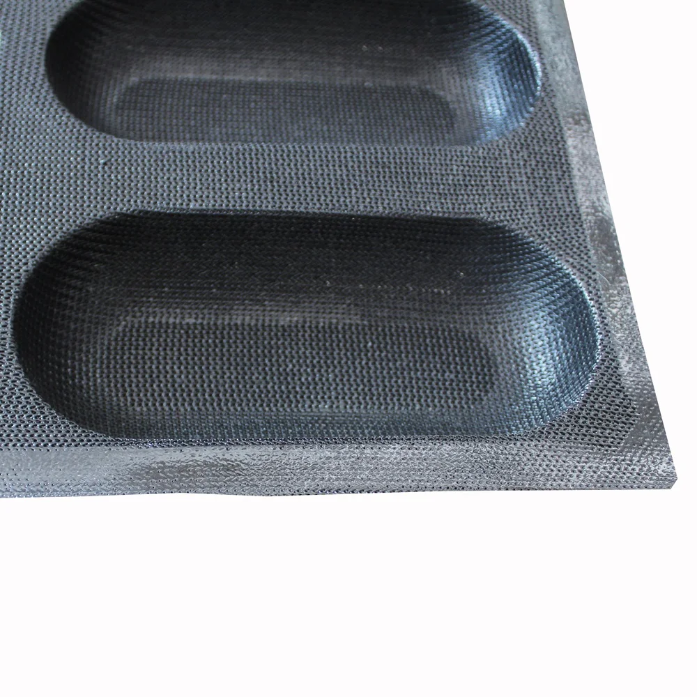 Non-Stick Black 16 Channels Silicone Hot Dog Form for Bakery