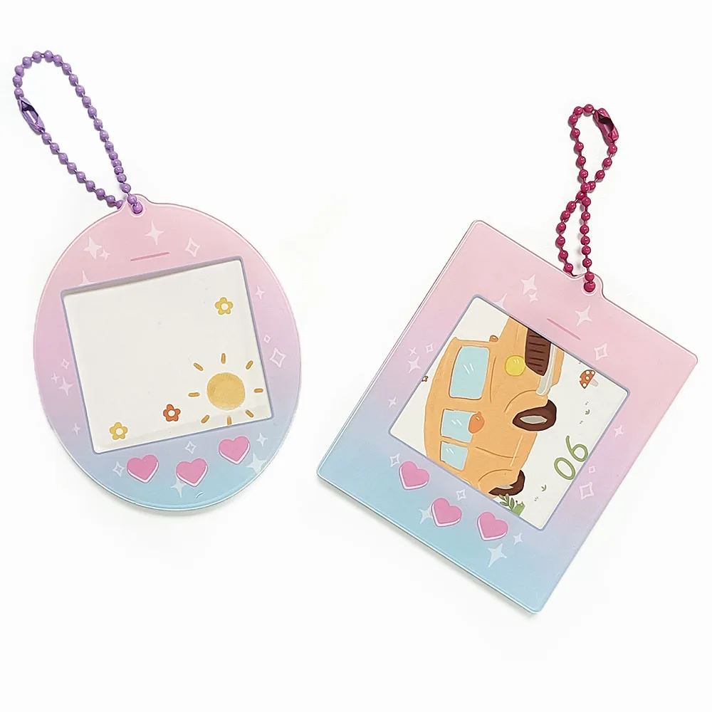 Custom Fashion Design Open Acrylic Shaker Charms Double-Printed Keychain with Paper Inside