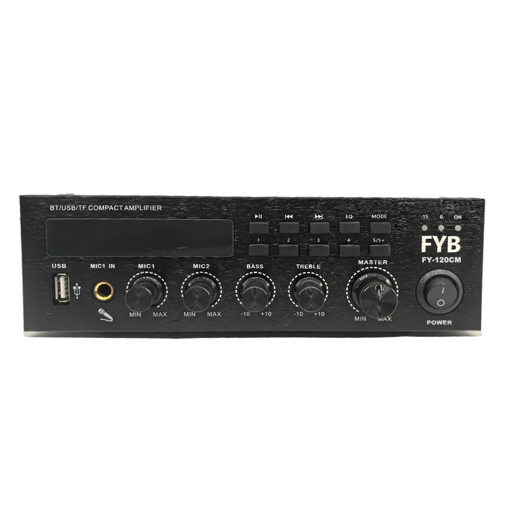 FYB factory low price DC24V remote control MP3/TF/Bluetooth/EMC/RS232 control 120W mixer amplifier