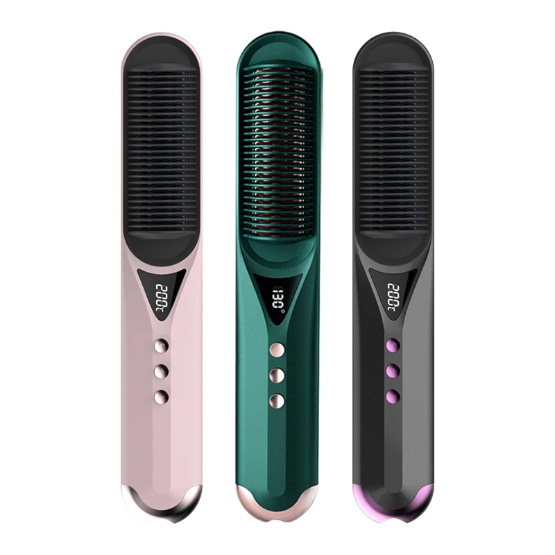 Color Box Seven-gear Temperature Adjustment Electric Brush Hair Curler Straightener Plastic Home Salon Promotion Travel Morden