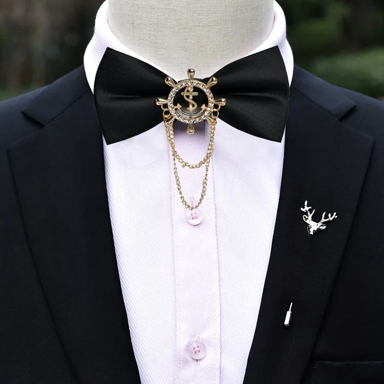 Wedding Groom Groomsmen Business Men Bow Tie Black Double Layer Matte Bow Tie